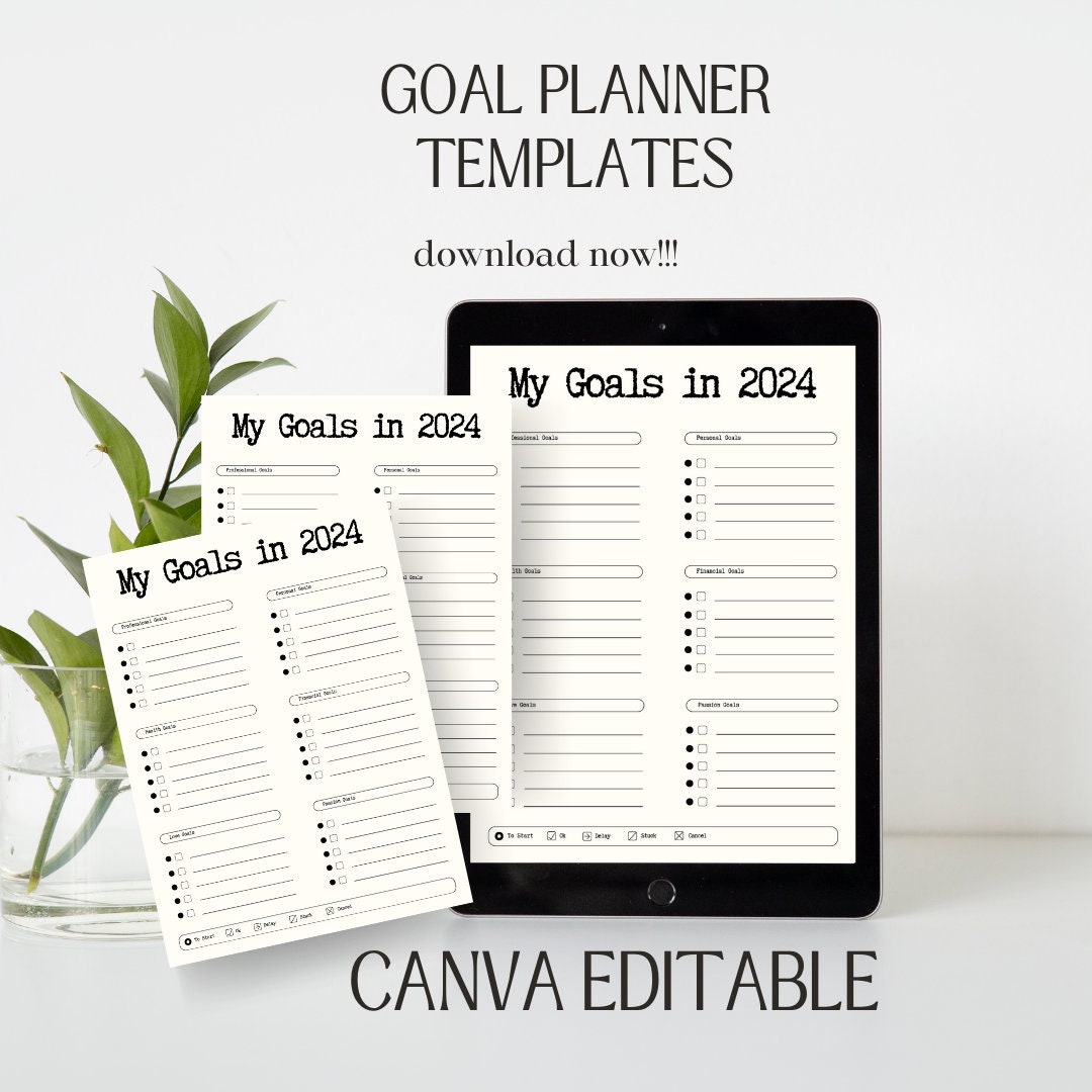 Simple and Minimal Printable Yearly Goals Planner, Goal Tracker ...