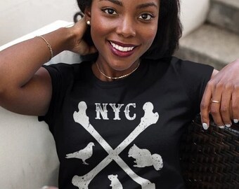 Tiere NY New York City Crossbones Fauna Tiere, Ratten, Tauben und Eichhörnchen Unisex T-Shirt