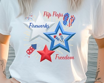 Fireworks Freedom T-Shirt, USA Patriotic 4th of July Tee