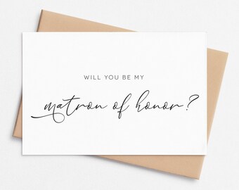 Matron of Honor Proposal Card, Will you be my Matron of Honor, Card for Bridesmaid, Wedding, Wedding Party Proposal, Be my MATRON OF HONOR