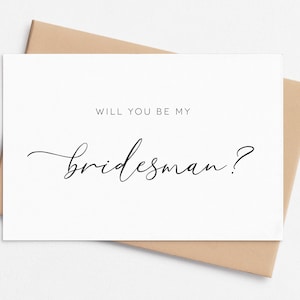 Bridesman Proposal Card, Will you be my Bridesman, Card for Bridesman, Wedding Card, Wedding Party Proposal Card, Be my BRIDESMAN