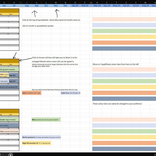2024 Calendar Excel Etsy
