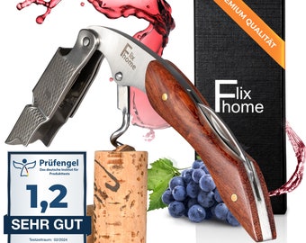 Premium Kellnermesser aus Edelstahl und edlem Holzgriff - Profi Korkenzieher Perfekt als Geschenk