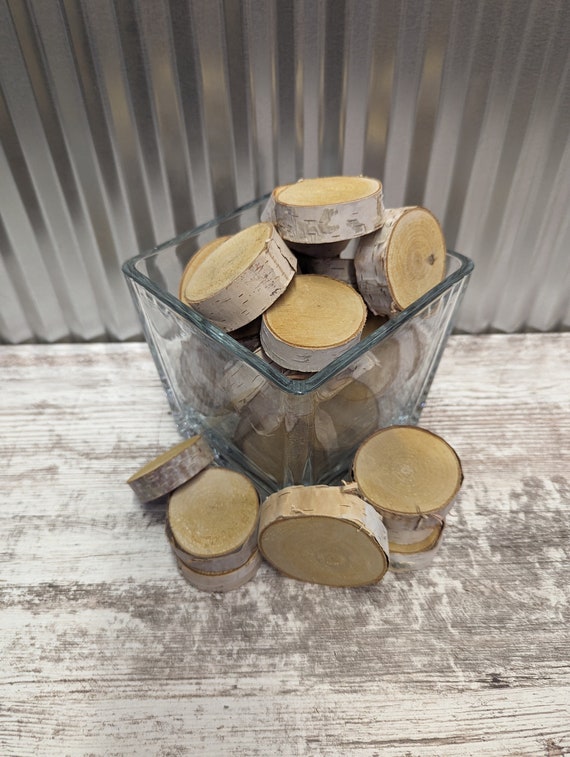 25 Natural Birch Disks, birch discs, birch slices, birch rounds; 2"-3" diameter