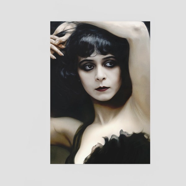 Theda Bara original poster wall art print illustration. Gothic home decor. Silent movie VAMP 1910s & 1920s.