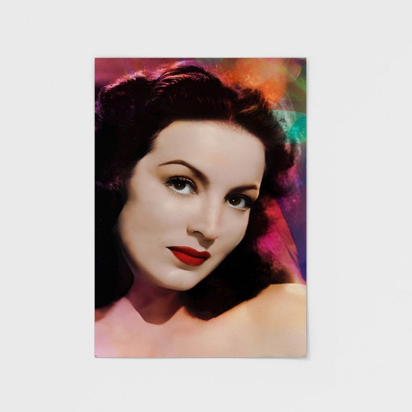 MARIA FELIX wall art print poster. 1940s Mexican movie star actress. Colorful home decor artwork.