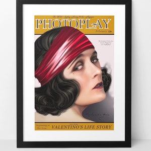 Pola Negri original wall art print poster. 1920s silent movie star Vamp actress. Retro Hollywood home decor artwork. Pulp art magazine cover