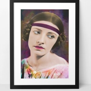 NATACHA RAMBOVA wall art print home decor. Colorful and unique 1920s old Hollywood  Rudolph Valentino ballerina wife. Silent movie star.