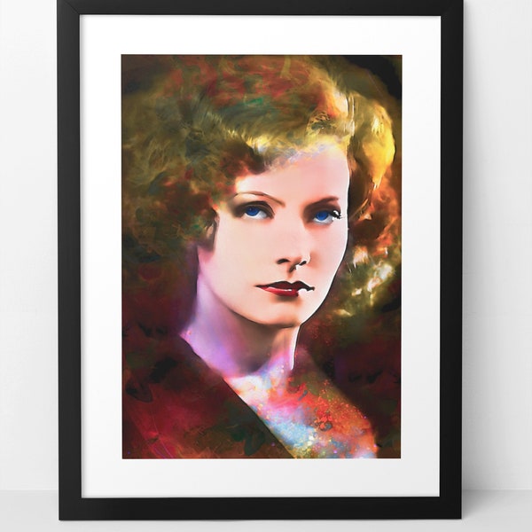 GRETA GARBO wall art print poster - 1920s silent star Vamp - 1930s Hollywood movie star - Eclectic home decor artwork