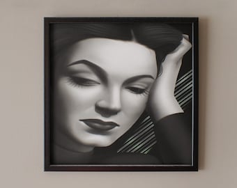 Maria Felix original illustration wall art print poster. 1940s La Dona Mexican Latina movie star actress. Home decor artwork. Iconic Mexican