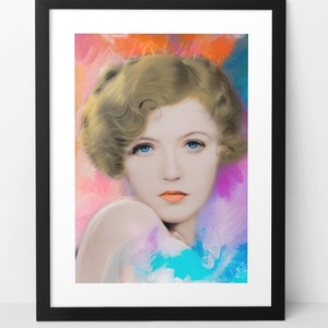 MARION DAVIES wall art print poster.  1920s Hollywood silent movie star actress. Colorful home decor artwork