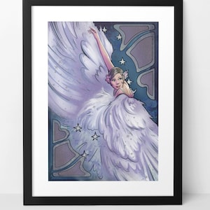 Josephine Baker Original wall art illustration print poster. 1920s legendary black flapper. Colorful home decor artwork Harlem Renaissance