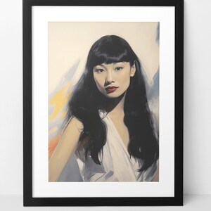 Anna May Wong original wall art print illustration poster. 1920s & 1930s Chinese Asian Hollywood silent movie star. Home decor artwork.
