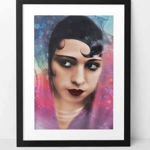 JOSEPHINE BAKER wall art print poster - Harlem Renaissance - Colorful artwork home decor - Iconic 1920s black entertainer and flapper.