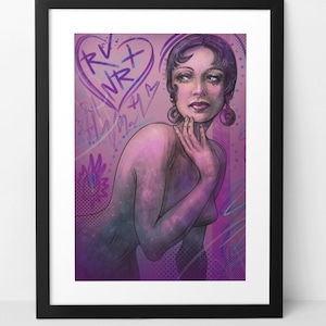 Natacha Rambova original art illustration print poster - 1920s Hollywood, Mrs. Rudolph Valentino - Colorful and eclectic home decor artwork