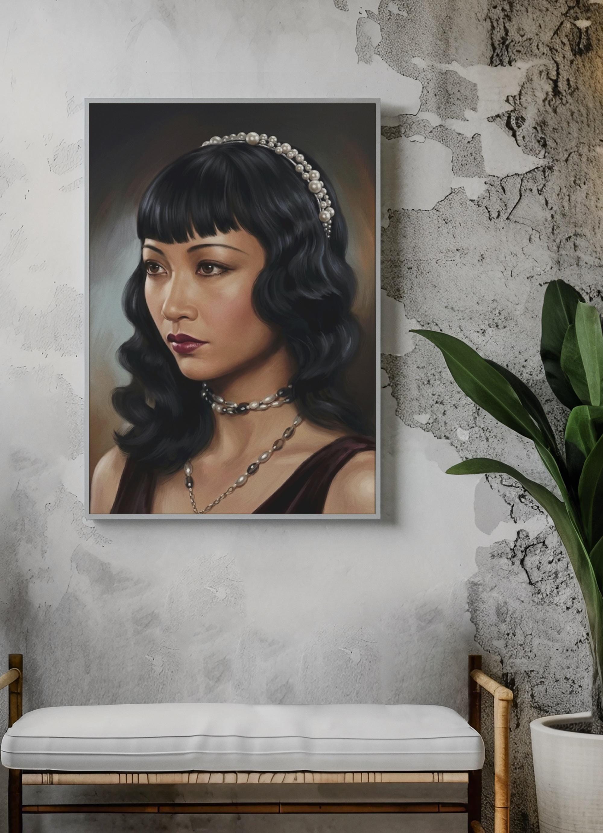 Anna Flapper Anna May Wong Wall Art Print. 1920s Flapper. Digital Oil Portrait ...