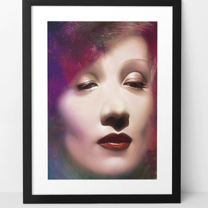 MARLENE DIETRICH wall art print poster. 1930s Hollywood movie star in a colorful & modern wall print. Home decor artwork. Scarlet Empress