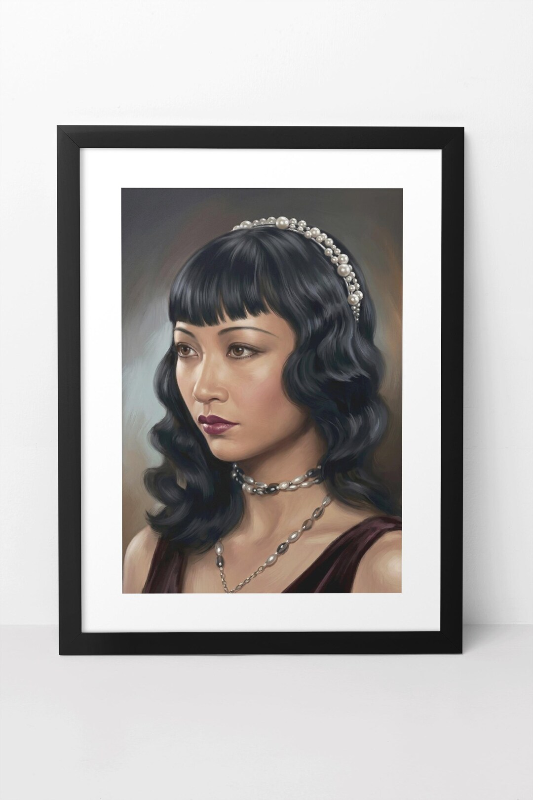 Anna Flapper Anna May Wong Wall Art Print. 1920s Flapper. Digital Oil Portrait ...
