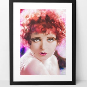 Flapper wall art print poster - 1920s Hollywood flapper - Silent movie star actress - Colorful and eclectic home decor artwork