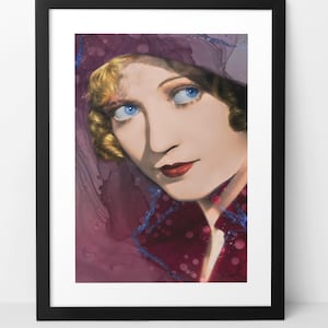 MARION DAVIES wall art print poster. 1920s 1930s Old Hollywood iconic silent movie star flapper. Home decor artwork. Colorful maximalist art