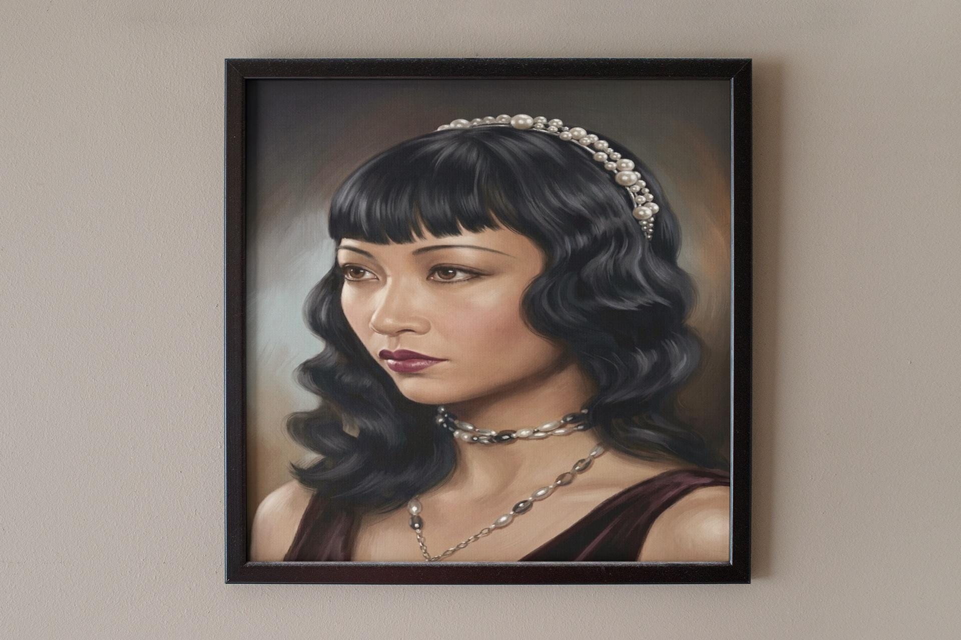Anna Flapper Anna May Wong Wall Art Print. 1920s Flapper. Digital Oil Portrait ...