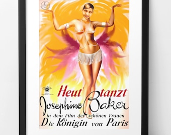 Josephine Baker original wall art print. Re-creation of the 1927 poster. 1920s black flapper. Home decor artwork. Harlem Renaissance era.