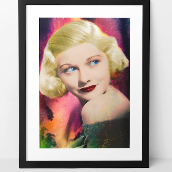 LUCILLE BALL wall art print poster. 1930s Hollywood legendary movie star. Colorful home decor artwork.