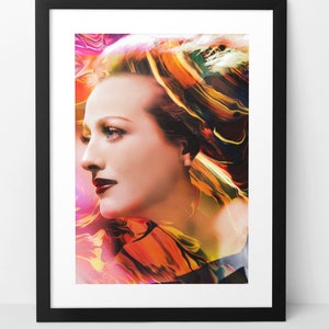 JOAN CRAWFORD wall art print poster - 1930s Hollywood movie star flapper - Colorful and eclectic home decor artwork. Silent film actress