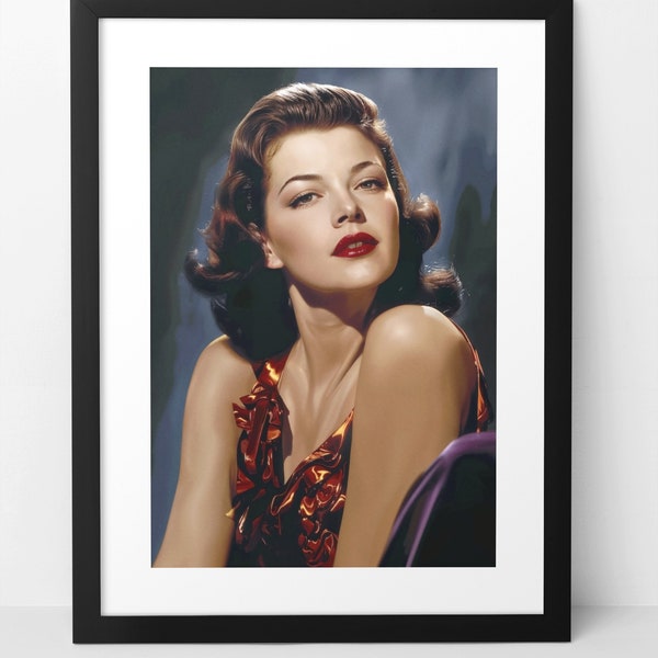 Maria Montez original wall art print illustration poster. 1940s Hollywood Latina movie actress home decor artwork.