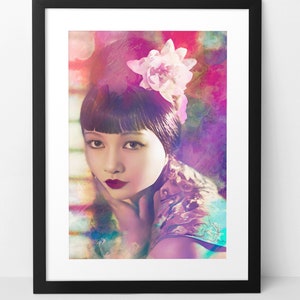 ANNA MAY WONG wall art print poster Asian Hollywood movie star 1920s & 1930s Chinese American actress Colorful maximalist home decor artwork