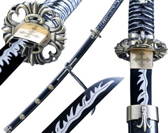 Defender Themed Katana Handmade 1065 Carbon Steel Samurai Sword Real Katana Black Katana