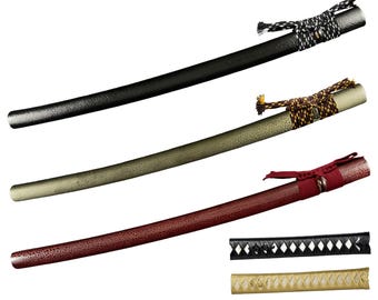 Part 3 DIY Katana Saya ice crackle pattern Saya gift Japanese Samurai Sword Red scabbard With Handle and Cord