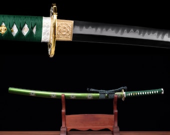 Katana in foglia di bambù fatta a mano: spada da samurai fantasy verde