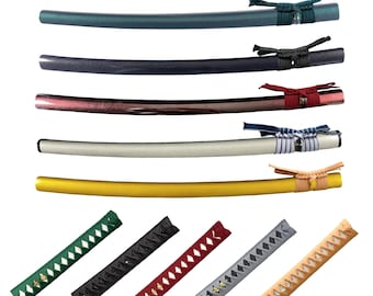 Part 3 DIY Katana Saya Pure Color Glossy Sprinkles Saya gift Japanese Samurai Sword Red scabbard Black Scabbard With Handle and Cord