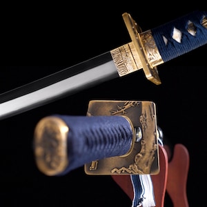 Handmade Samurai Character Themed Katana Original Design Square Tsuba Samurai Sword Modern Style Training Display Katana Gift for Men