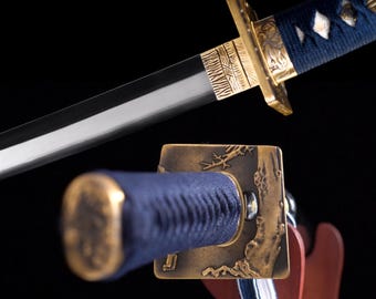 Handmade Samurai Character Themed Katana Original Design Square Tsuba Samurai Sword Modern Style Training Display Katana Gift for Men