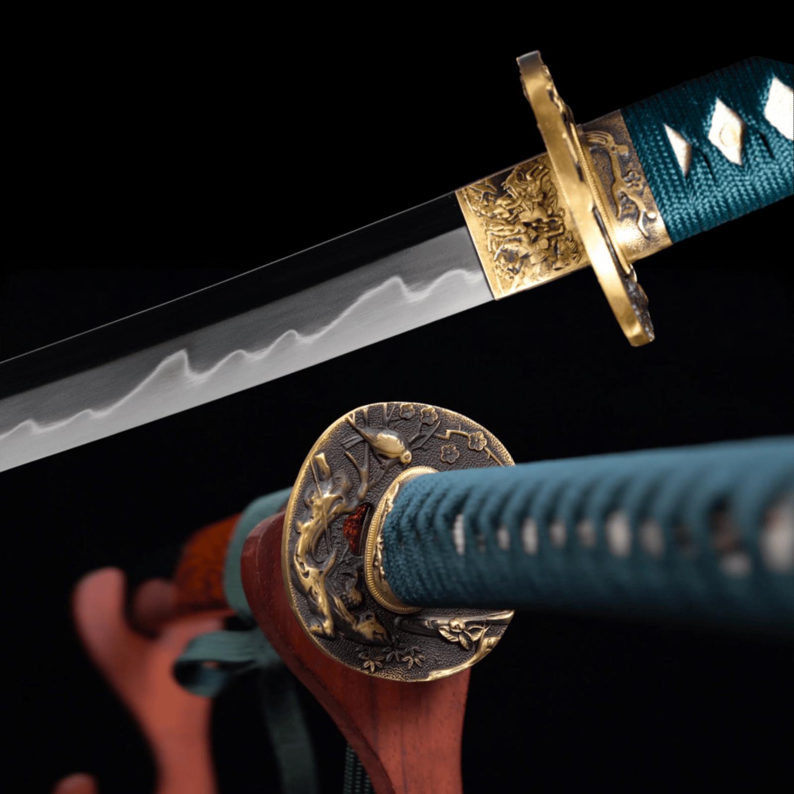 Handcrafted Samurai Katana: T10 Steel Blade, Peacock Theme - Etsy