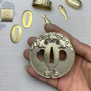 DIY Katana Tsuba Dragon Theme Tsuba guard Include Habaki Seppa Fuchi Menuki Kashira Handmade Japanese Samurai Sword Accessories