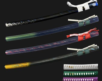 Part 3 DIY Katana Saya Speckled Pattern Saya gift Japanese Samurai Sword Red scabbard With Handle and Cord