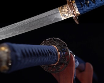 Handmade Damascus Steel Katana: Real Samurai Sword, Training Sword