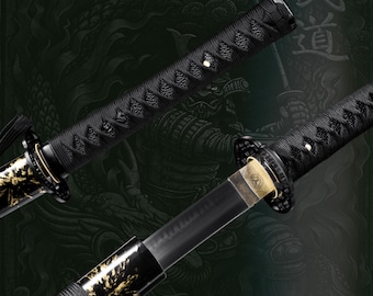 Handmade T10 Steel Katana: Japanese Samurai Sword, Clay Tempered Blade