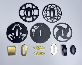 Handmade Iron Katana Tsuba Set: Samurai Sword Fittings