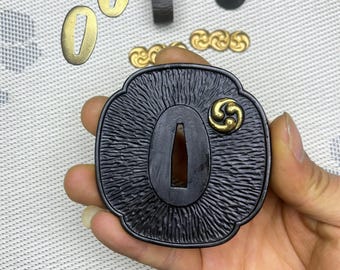 Handmade Copper Katana Tsuba: Gilt-Silver Samurai Sword Guard
