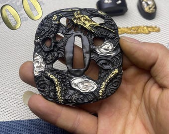Dragon Katana Tsuba Guard: Copper Samurai Sword Fittings