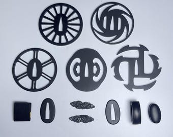 Handmade Iron Katana Tsuba Set: Samurai Sword Fittings