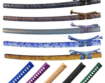 Part 3 DIY Katana Saya water transfer printing pattern Saya gift Japanese Samurai Sword Black scabbard With Handle and Cord