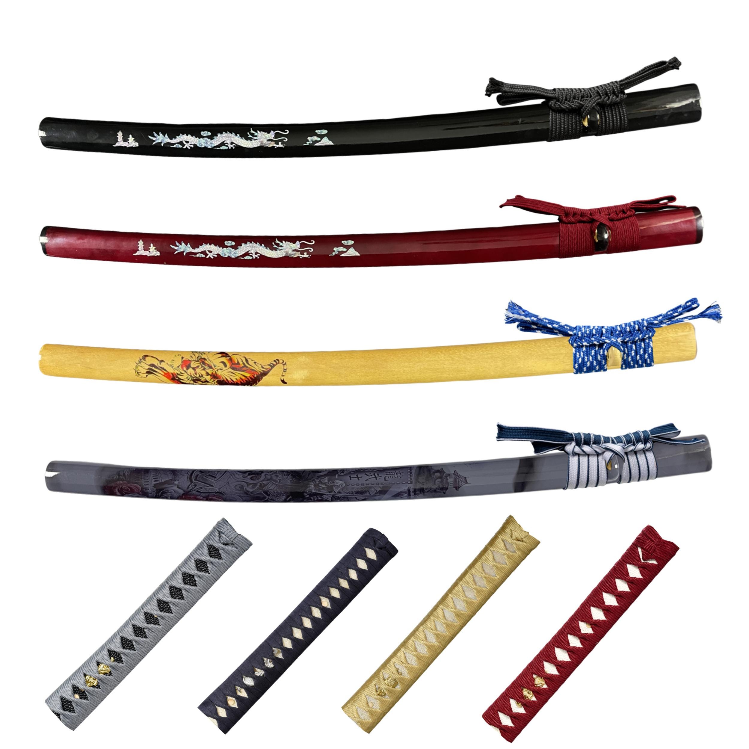 Part 3 DIY Katana Saya Decal Sheath Saya gift Japanese Samurai Sword Black scabbard With Handle and Cord