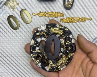 Dragon Katana Tsuba Guard: Copper Samurai Sword Fittings