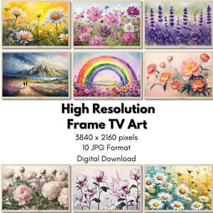 Floral Frame TV Art Bundle | Samsung Frame Tv digital art | Wildflower art for Tv | 4K landscape art download | Tv screensaver decor
