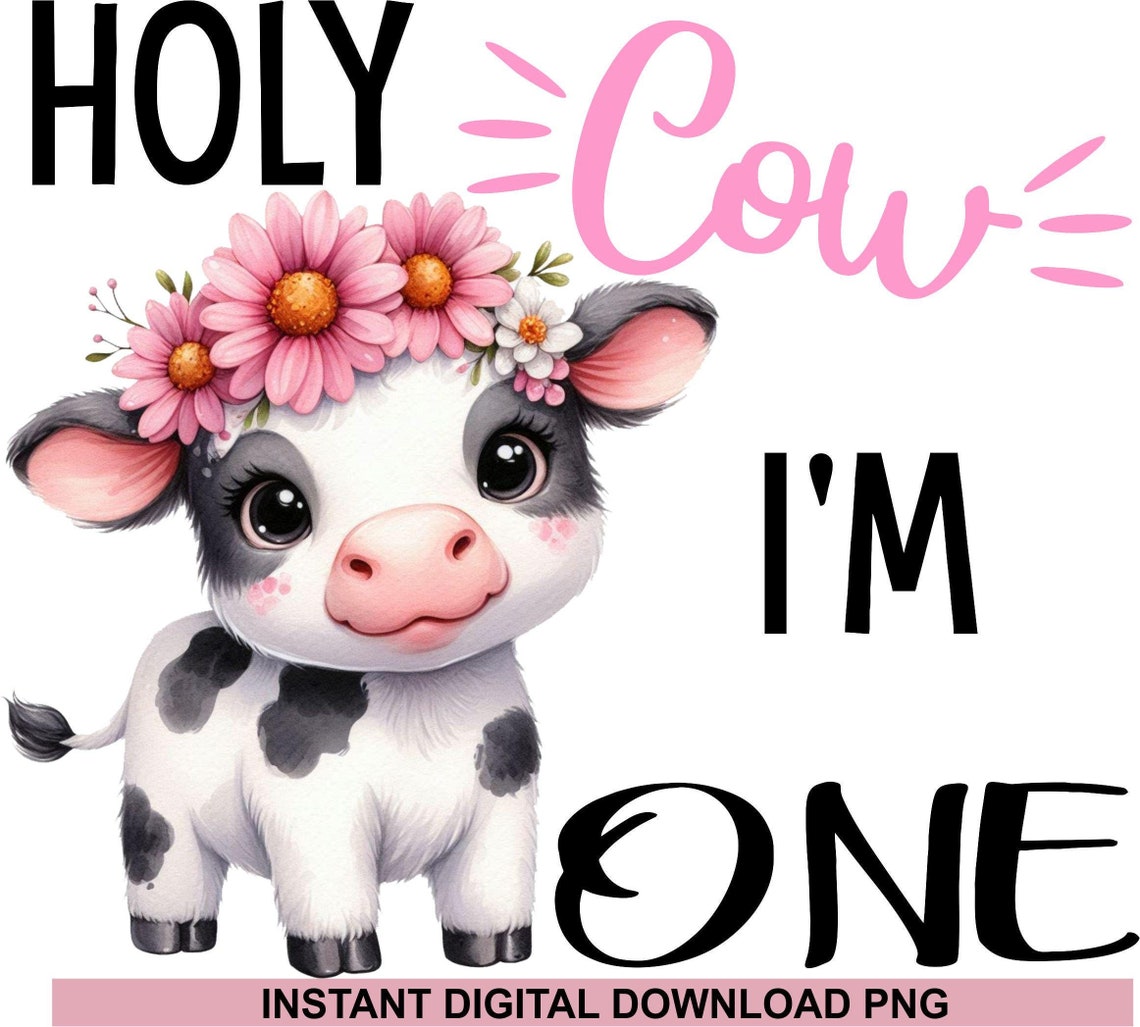 Holy Cow I'm One Birthday PNG: Girls 1st Birthday (digital Download) - Etsy